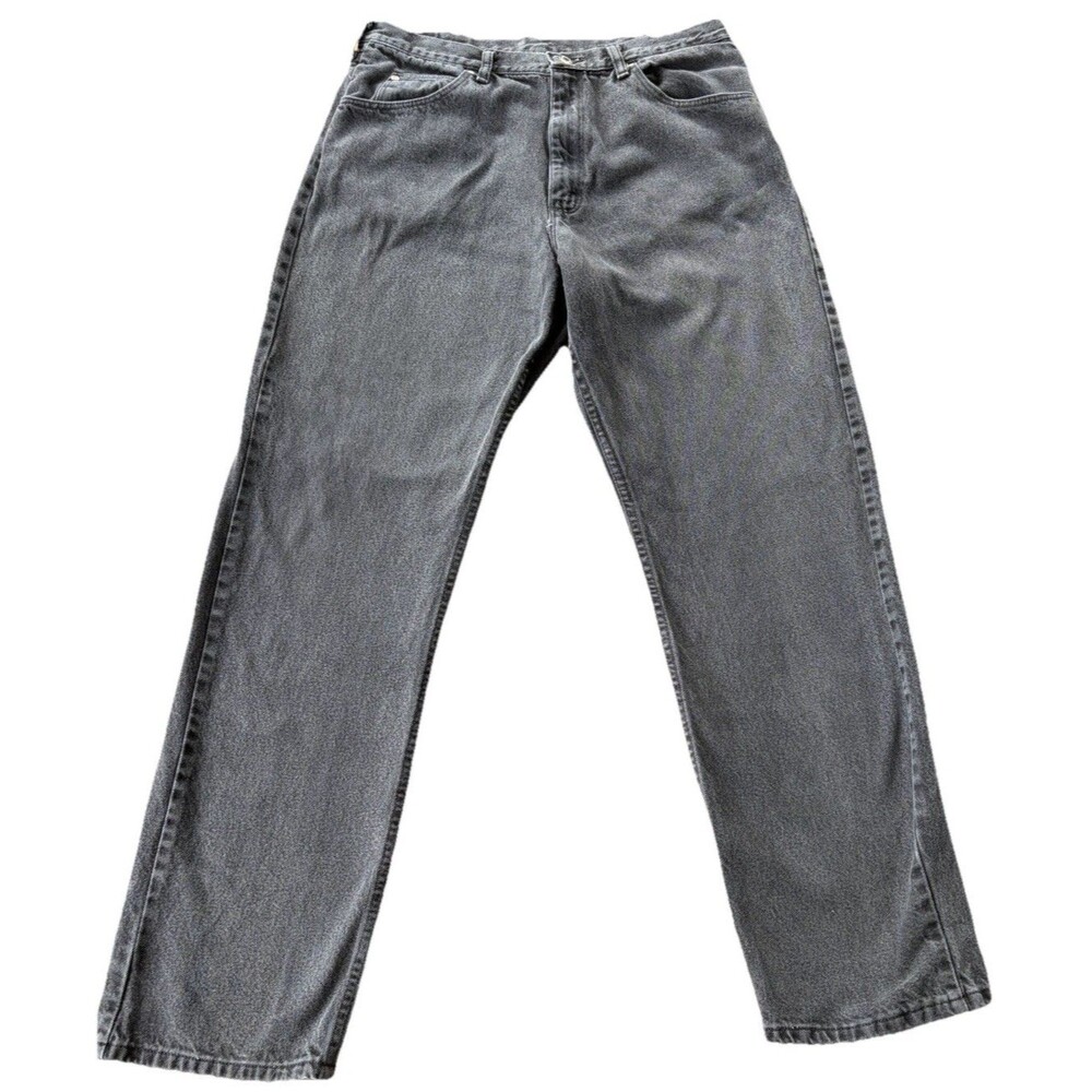 Vintage 90s Wrangler Black Wash Jeans 36x32 Relaxed Fit Faded Western Straight
